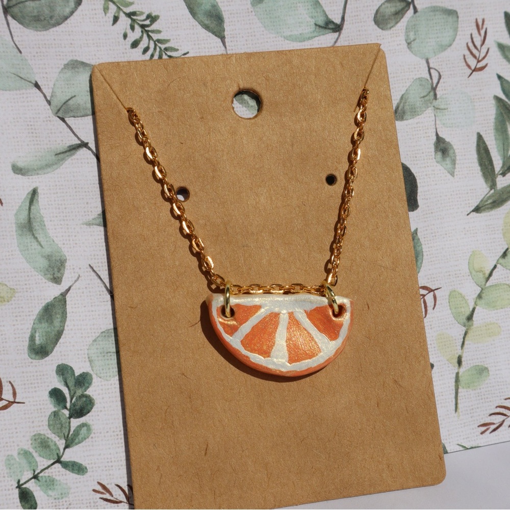 Orange Slice Pendant Necklace Handmade Bible Verse Inspired Christian Jewelry